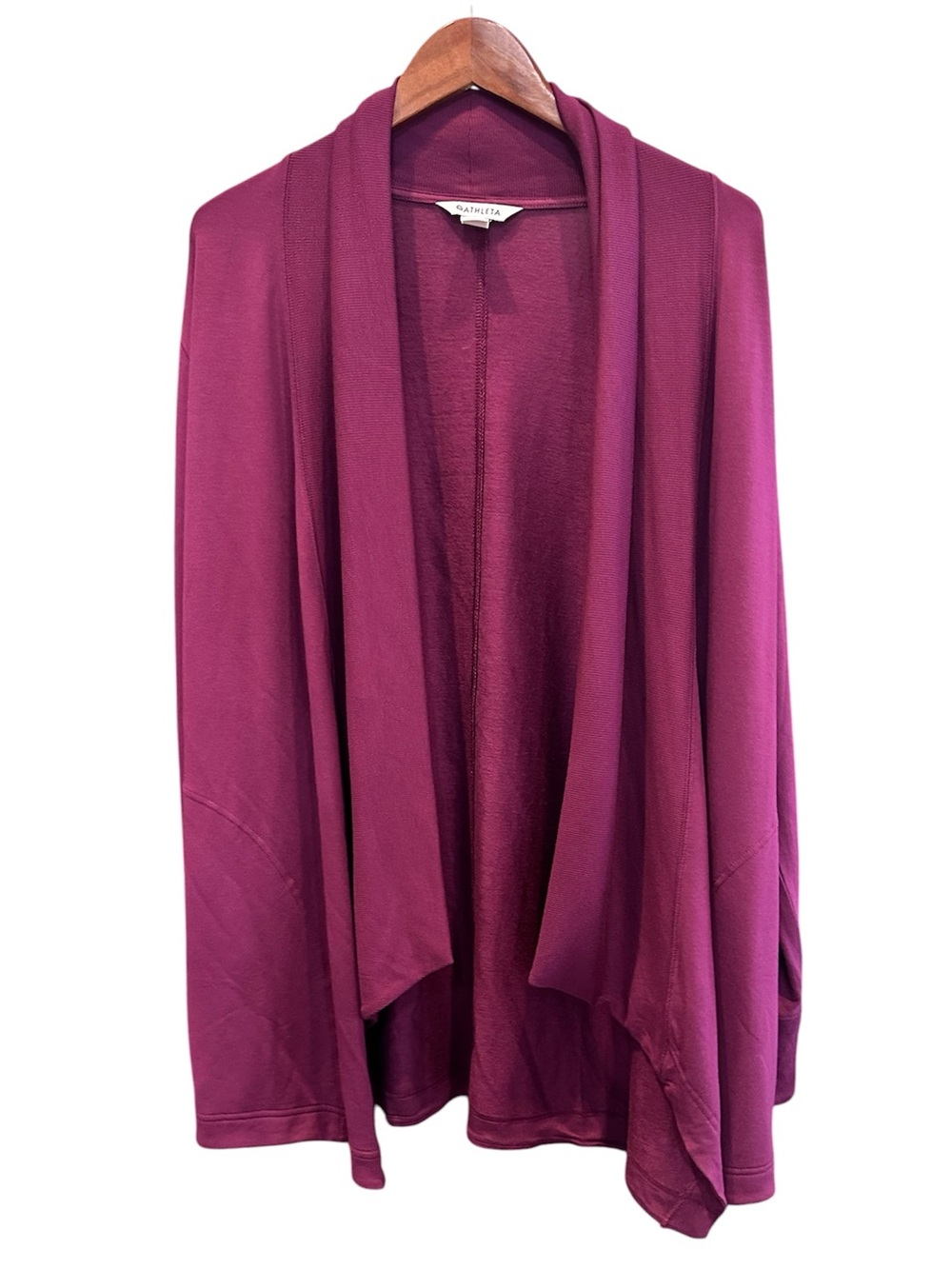 Athleta Pranayama Restore Wrap Cardigan Burgundy Wine Open Front Soft Size L
